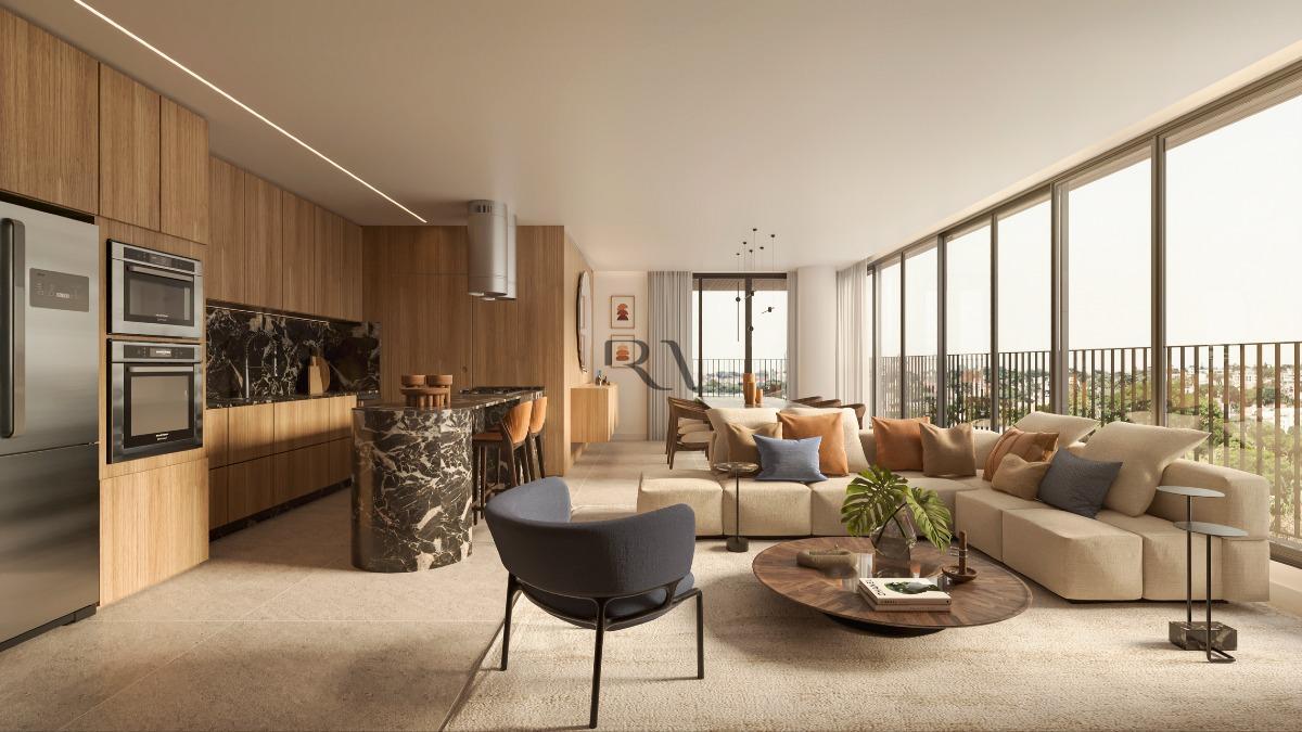 Sala de estar de apartamento de 93 m² à venda no Ahú, em Curitiba