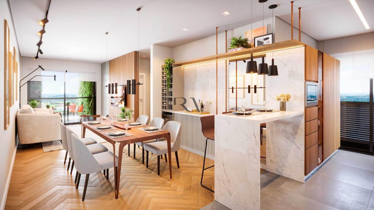 Sala de estar de apartamento de 94 m² à venda no Bigorrilho, em Curitiba