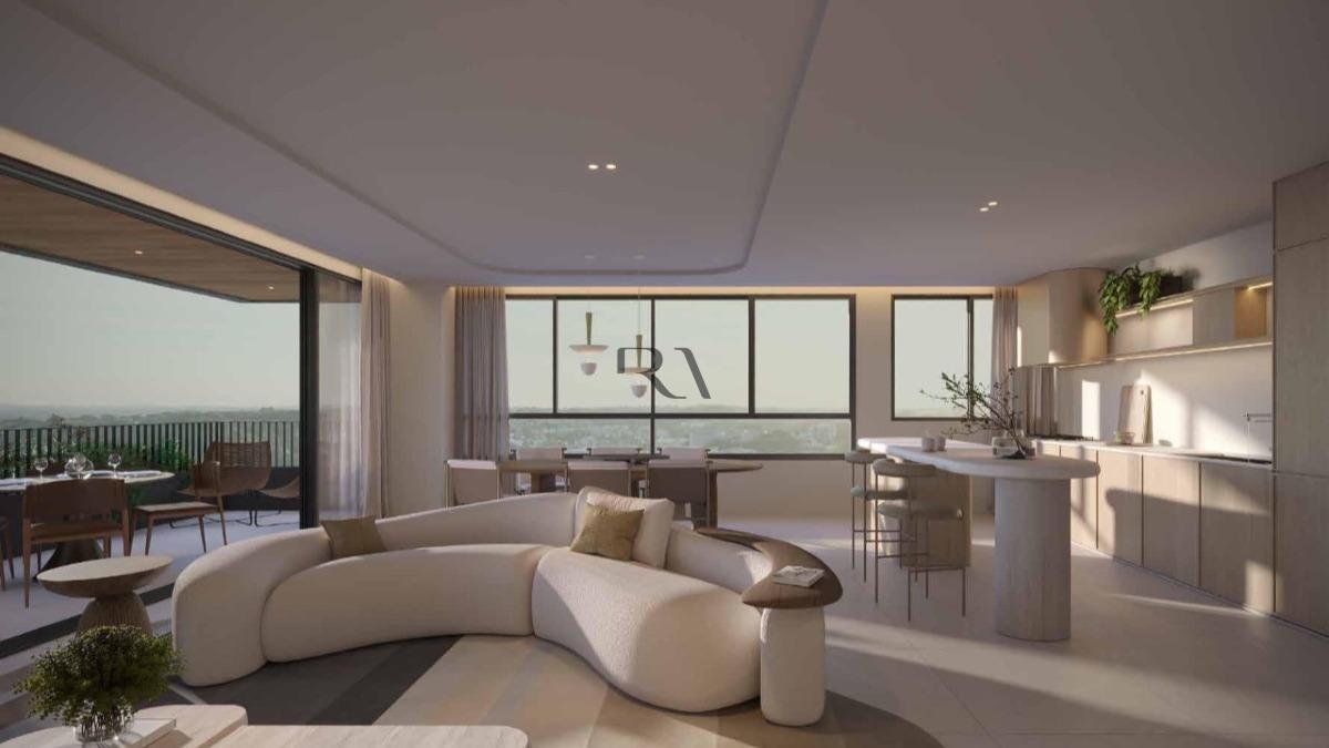 Sala de estar de apartamento de 203 m² à venda no Ecoville, em Curitiba