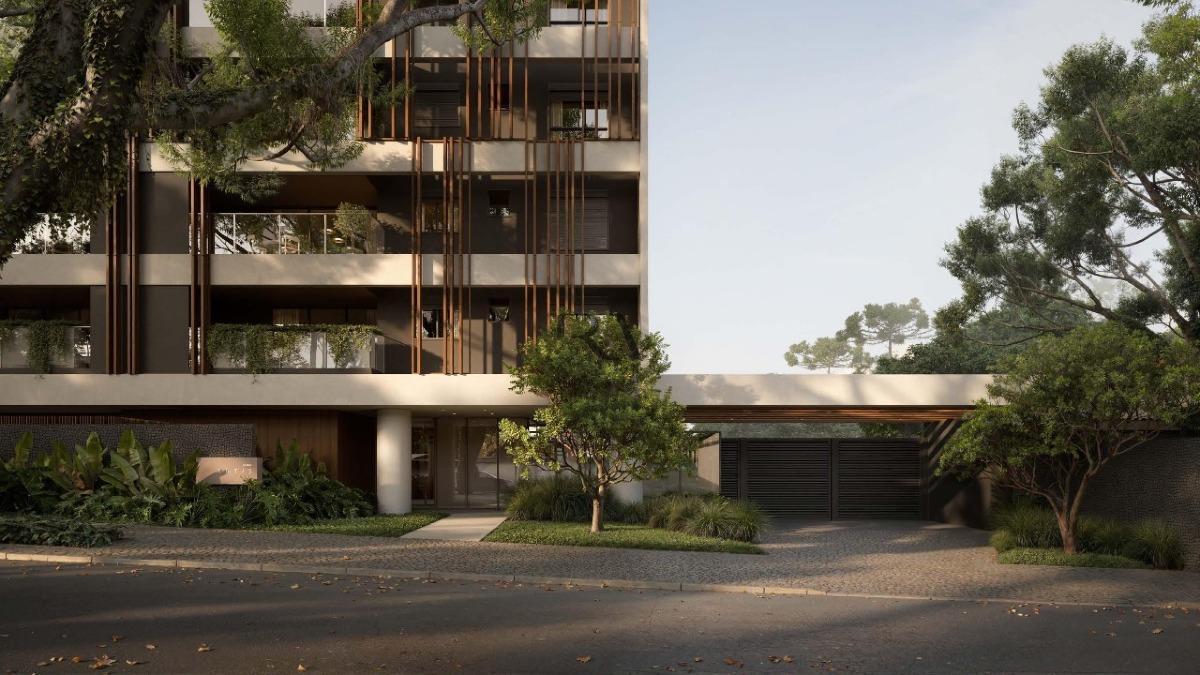 Fachada de apartamento de 120 m² à venda no Mercês, em Curitiba