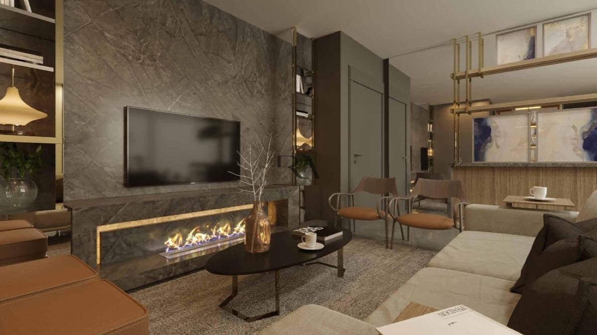 Sala de estar de apartamento de 122 m² à venda no Mercês, em Curitiba