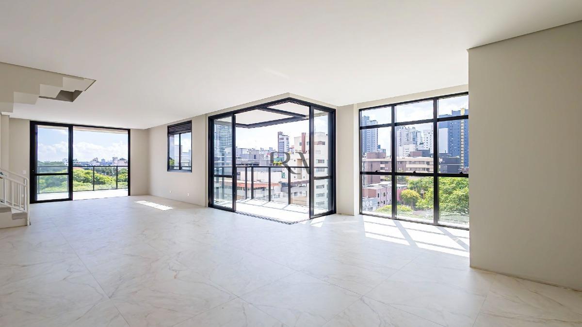 Sala de estar de cobertura de 255 m² à venda no Bigorrilho, em Curitiba