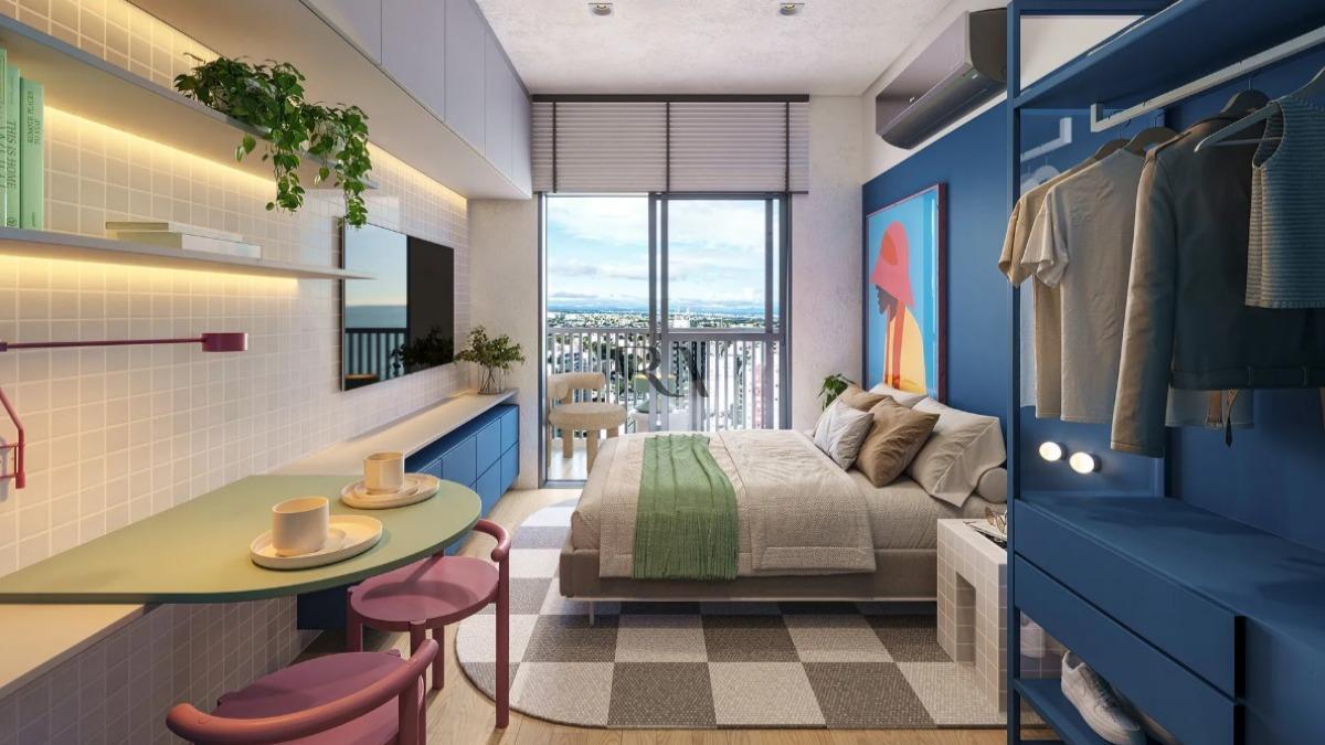 Sala de estar de studio de 23 m² à venda no Centro, em Curitiba