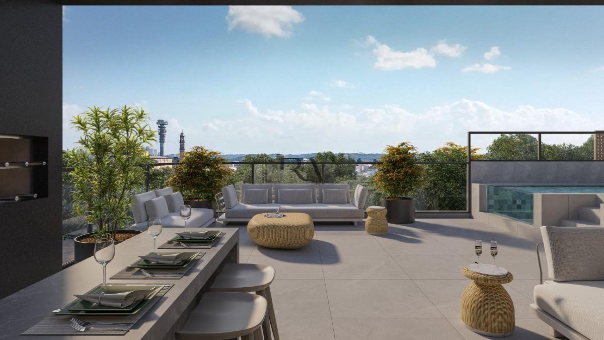 Terraço da cobertura de 381 m² à venda no Mercês, em Curitiba
