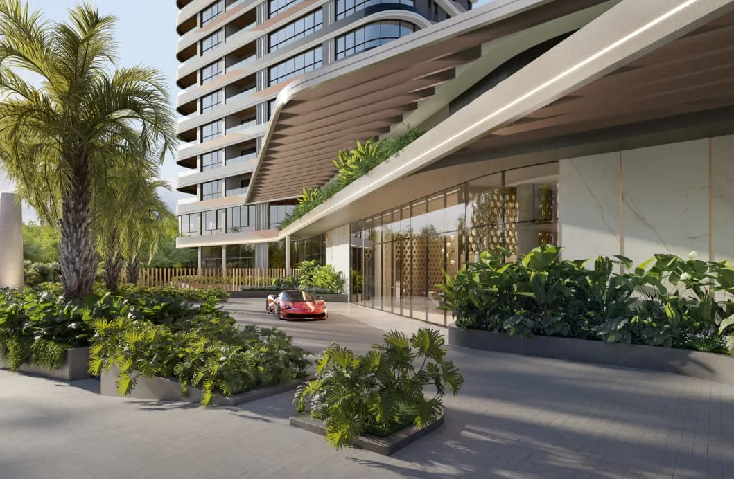 Fachada residencial com paisagismo